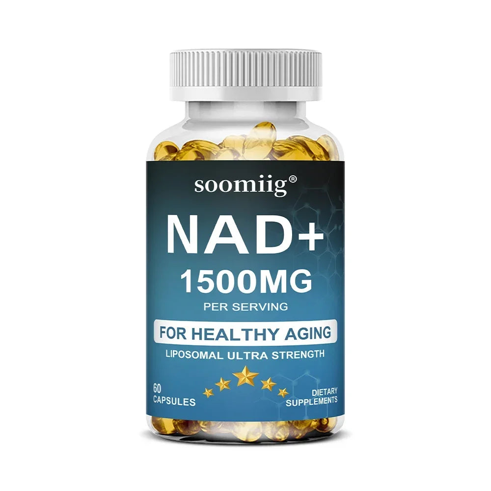 NAD+ Supplement-with Trans-Resveratrol, Support Skin Health, Cell Repair, Brain Cognition, Anti-Aging, Antioxidant, 120 Capsules