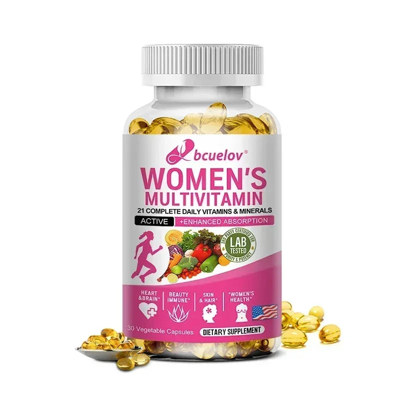 Daily Multivitamin for Women Capsules - Multivitamin and Multimineral Supplement for Skin Hair Health Energy Immune Support