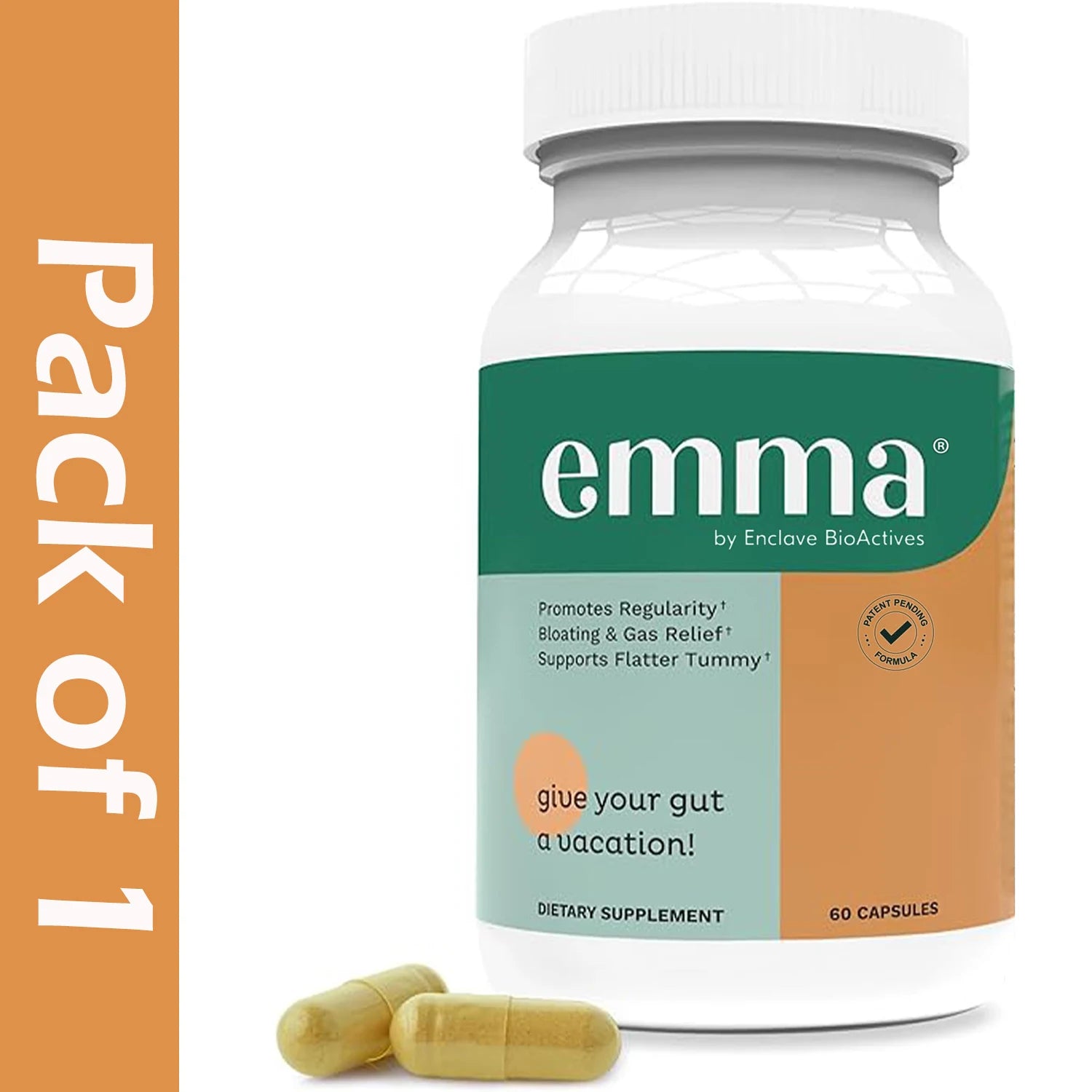Gut Health Relief Supplement for Men & Women, Leaky Gut & Digestive Support for Constipation, Bloating & Gas Relief, 60 Capsules