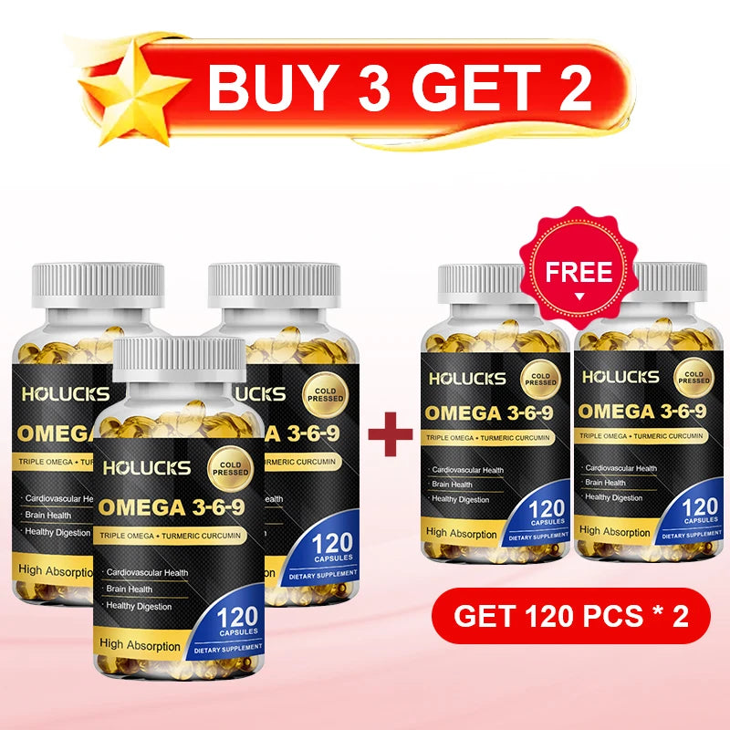 Buy 1 Get 1 Free! Omega 3-6-9 Supplement, Supports Heart & Brain Health, Skin Vitality, Immune Function & Daily Body Balance