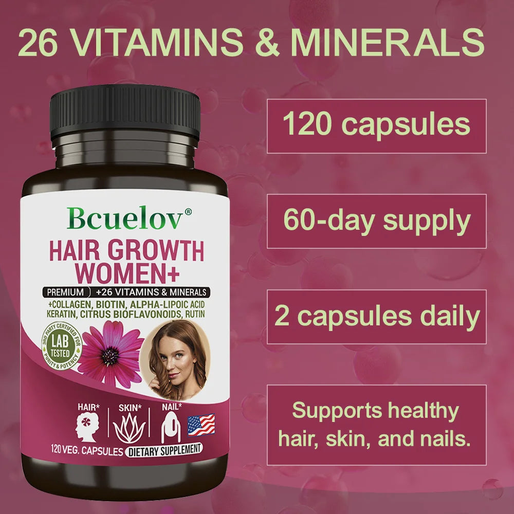 Women Daily Multivitamin Multimineral Capsules, Biotin, Support Hair Skin Nail Joint Bone Heart Health, Boost Energy & Immunity