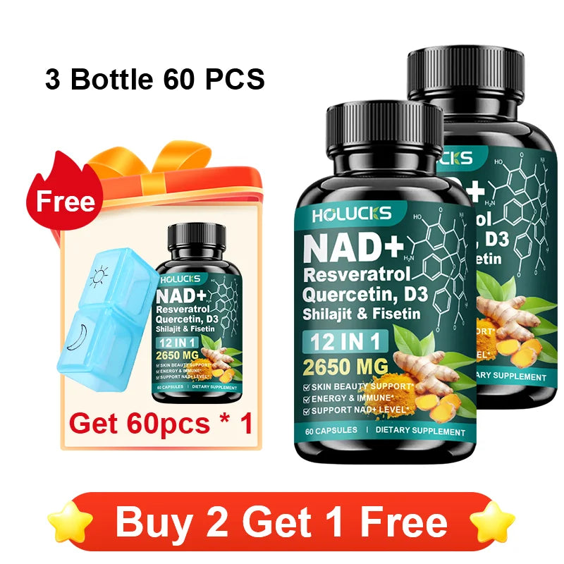 High Potency NAD+ Supplement, with Quercetin, Fisetin, Support Daily Vitality, Skin & Nails Health, Immune, Overall Well-Being