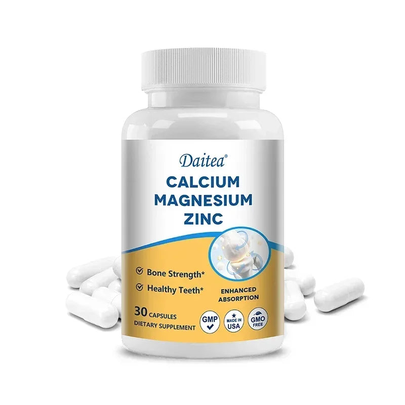 Calcium, Magnesium, Zinc Supplement - Supports Bone Health and Immune System Enhances Nutrient Absorption