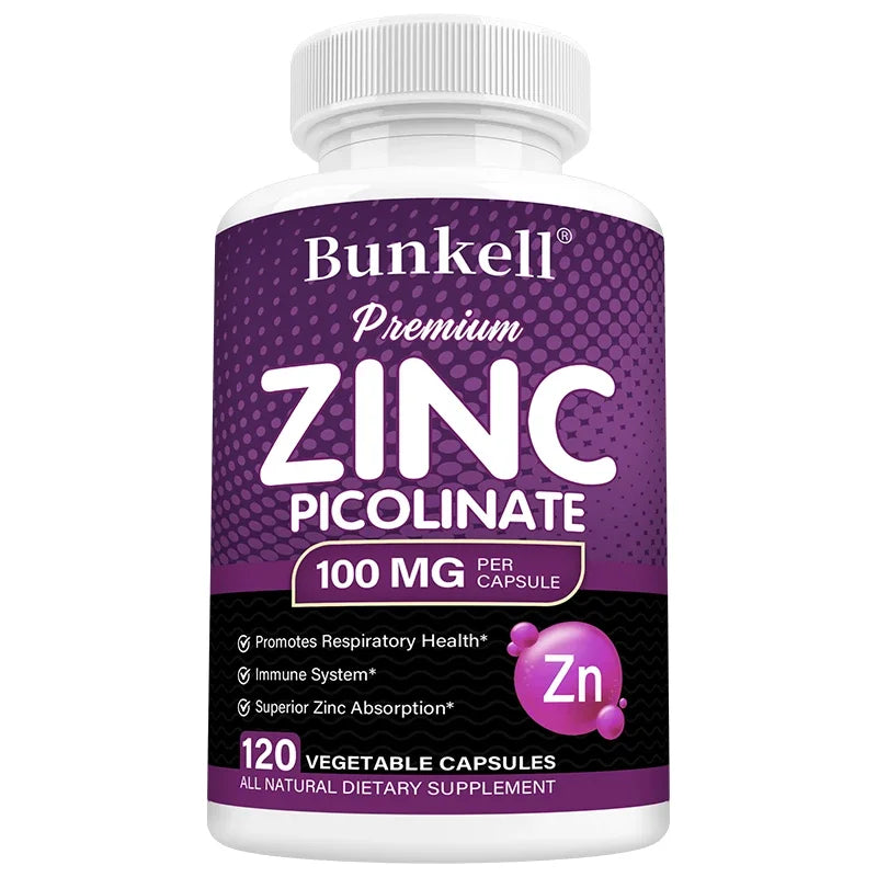 Premium Zinc Picolinate 100mg, High Absorption, Immune Support, Respiratory Health, Energy Production & Sleep Supplement
