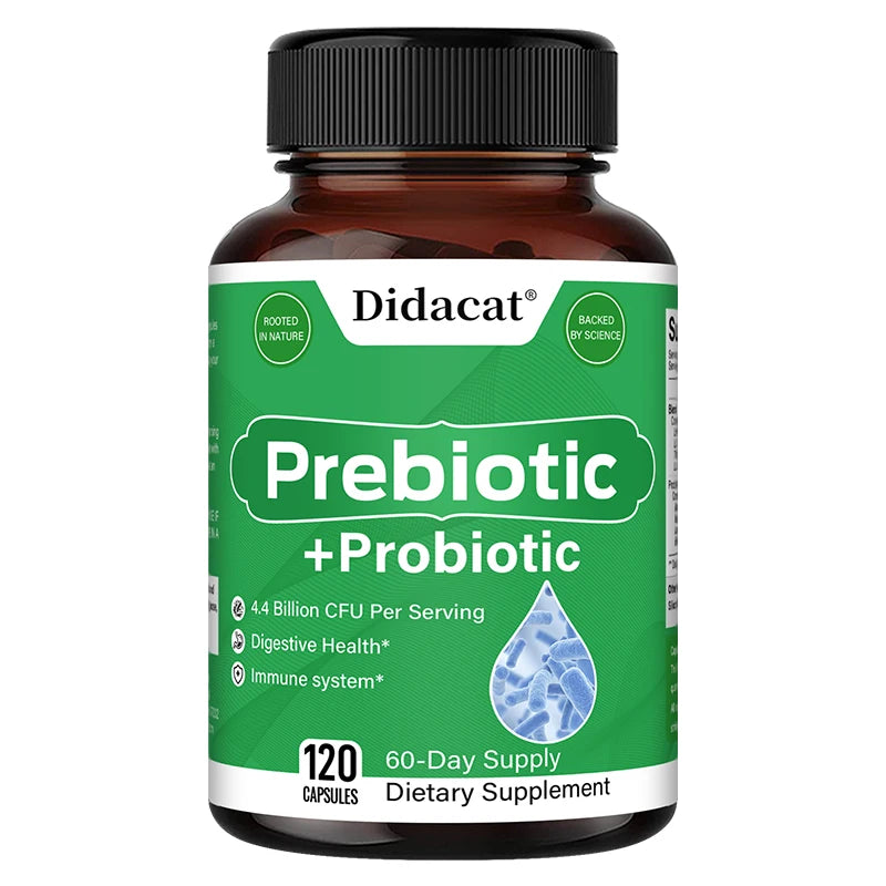 Probiotics & Prebiotics Supplement for Women & Men, Support Digestive Health, Gut Health, Immune System, 120 Capsules