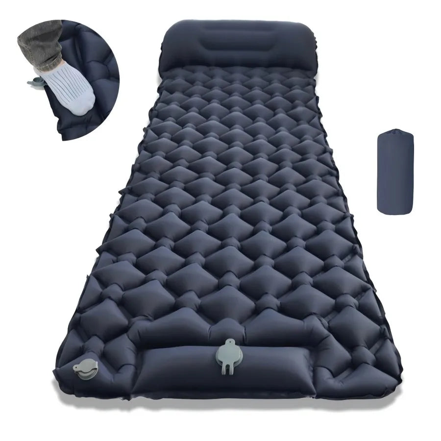 190*60cm Outdoor Camping Inflatable Mattress Sleeping Pad With Pillows Ultralight Air Mat Built In Inflator Pump Hiking RV