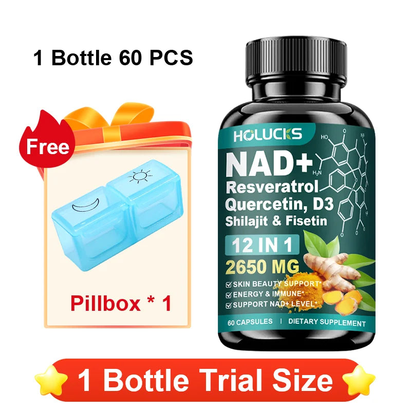 High Potency NAD+ Supplement, with Quercetin, Fisetin, Support Daily Vitality, Skin & Nails Health, Immune, Overall Well-Being