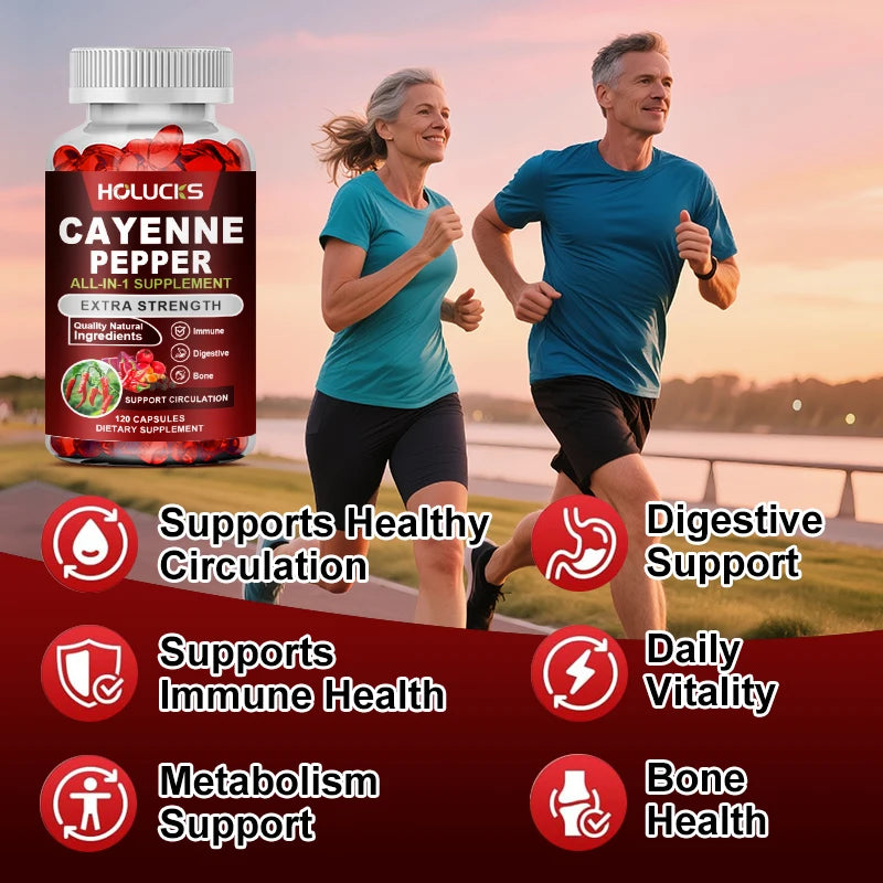 Premium Cayenne Pepper Supplement, with Grape Seed Oil, Turmeric, for Bone & Joint Health, Daily Digestive & Immune Health