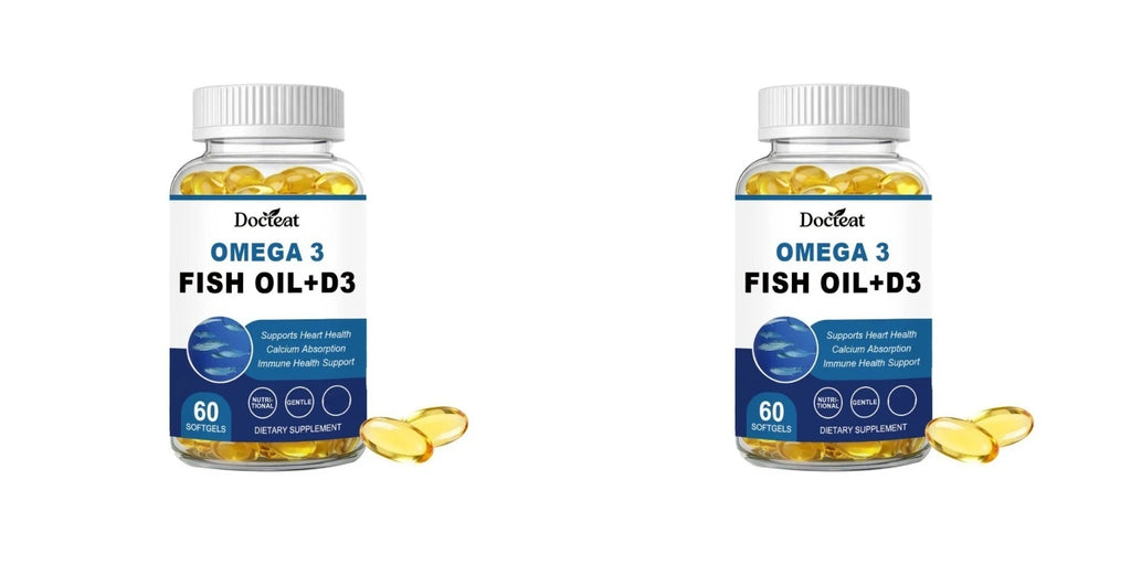 Omega-3 Fish Oil Supports Cardiovascular Wellness Calcium Absorption Immune Health 60 Softgels Nutritional Dietary Supplement
