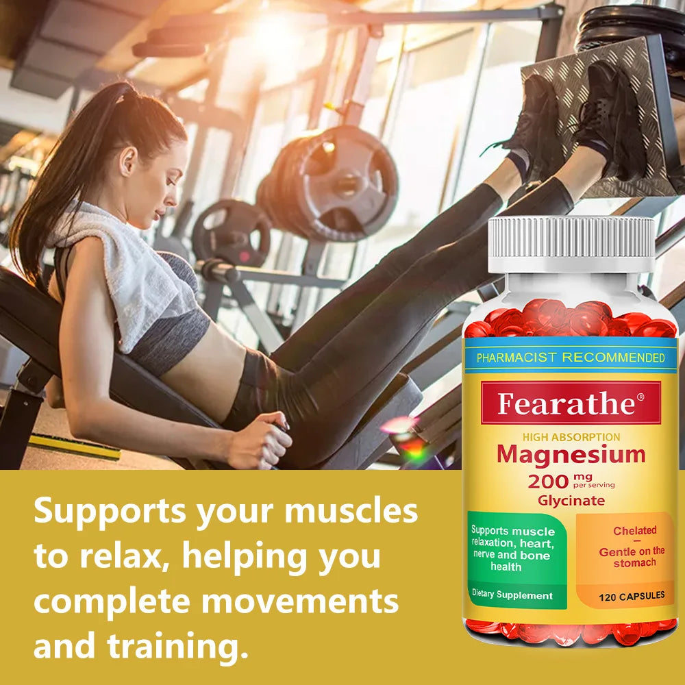 200 Mg Magnesium Glycinate Capsules To Improve Sleep Quality, Support Joint and Bone Marrow Health, and Boost The Immune System