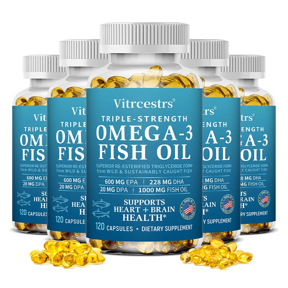Omega 3 Fish Oil Supplement - Boosts Immunity and Promotes Joint, Eye and Skin Health, Beneficial for Brain and Heart Health