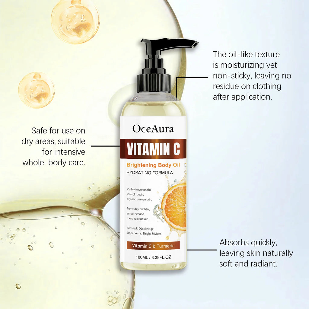 OceAura 100ml Vitamin C Skin Care Body Oil Moisturizes Skin Smooth, Moist and Shiny Skin Care Body Oil