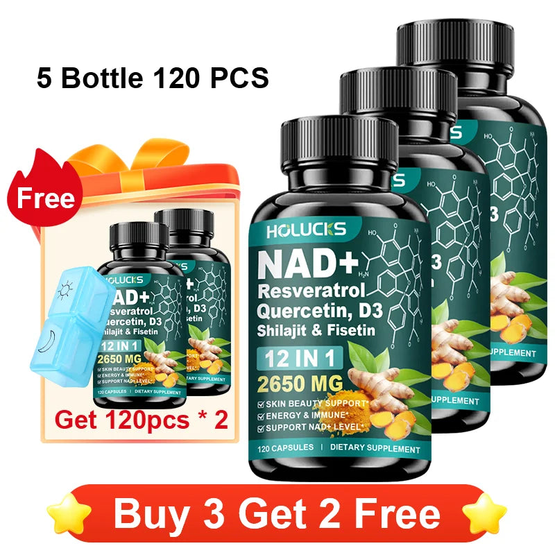 High Potency NAD+ Supplement, with Quercetin, Fisetin, Support Daily Vitality, Skin & Nails Health, Immune, Overall Well-Being