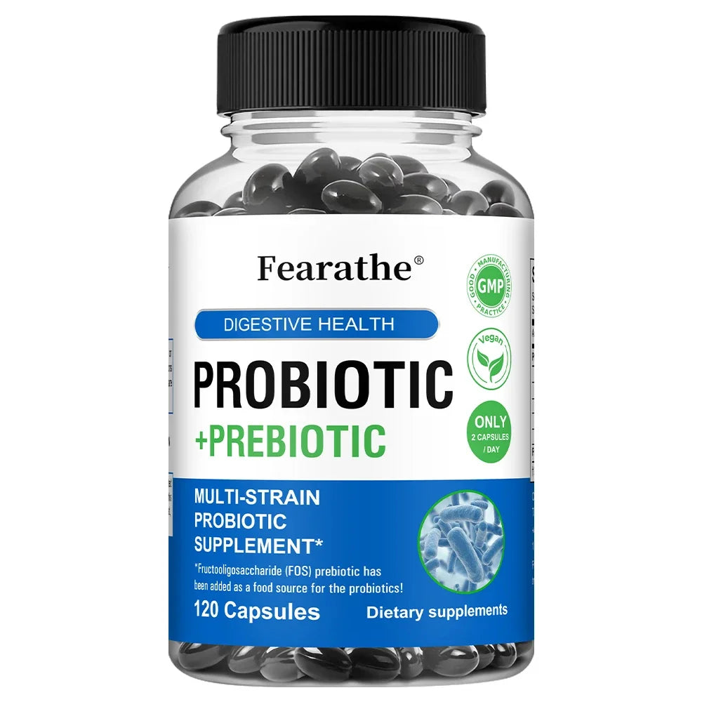 Prebiotics and Probiotics Gut Health Supplement - Digestive Health Acidophilus Probiotic Capsules with Men and Women