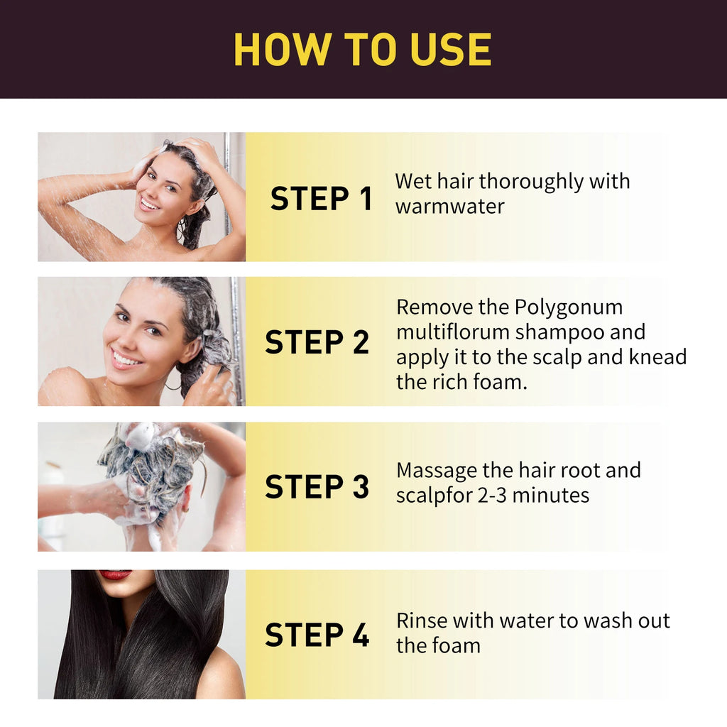 Black Hair Colouring Shampoo 3 in 1 Natural Herbal Essence Instant Colouring Shiny Hair Dye Shampoo Cleaning Nourishing Hair for Covering White