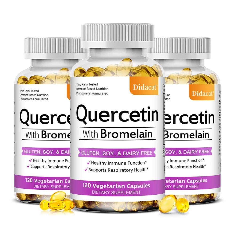 Quercetin with Bromelain Supplement, Enhance Immunity Respiratory, Antioxidant and Help Maintain Cardiovascular Health
