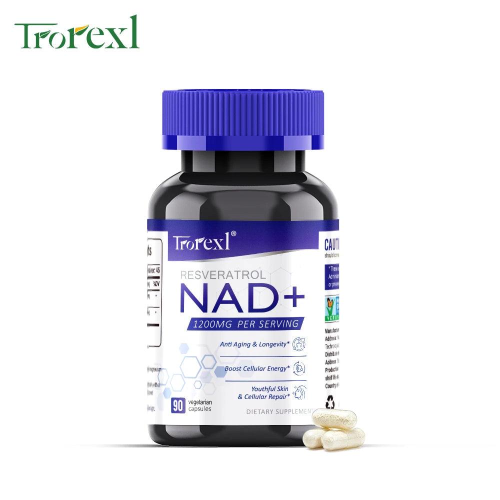 NAD + Resveratrol Supplement NAD Plus Boosting - Supports Cellular Energy, Anti-aging, Metabolism, Skin Health