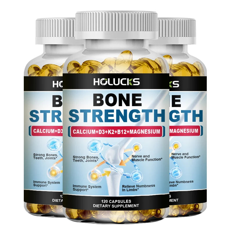 Bone Strength Complex with Calcium, D3, K2 & Magnesium, Supports Healthy Bones, Joint Mobility & Muscle Function for Adults