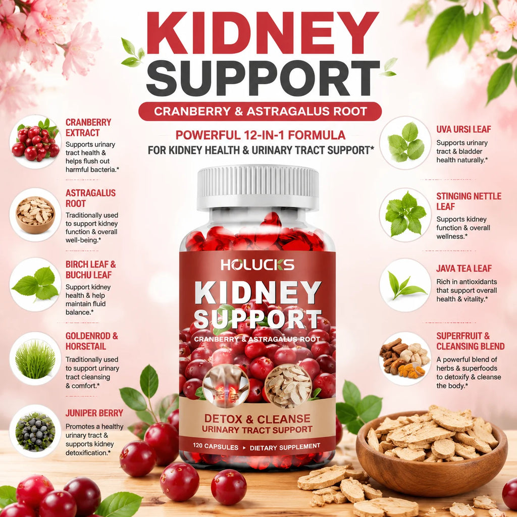 Kidney Cleanse Detox & Repair Supplement, with Astragalus Root, Cranberry, Support Urinary Tract & Immune Health, Daily Energy