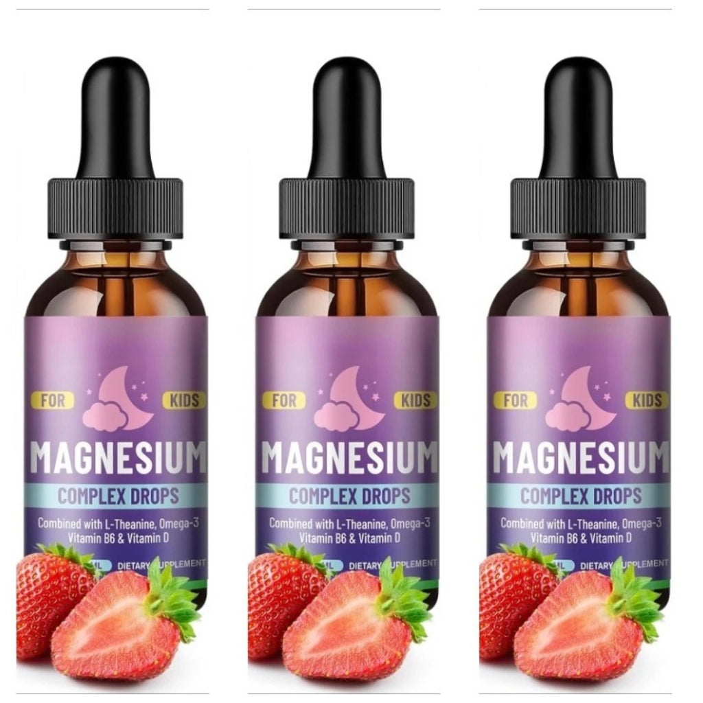 Kids Liquid Drops, Magnesium Glycinate with L-theanine Omega-3 Vitamin B6 D3 for Supports Bone Health and Relaxation 60 Ml