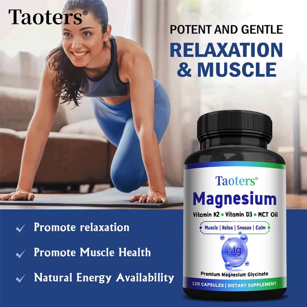 Magnesium Glycinate Capsules - Vitamin K2, D3, Support Bone Joint Wellness, Muscle Recovery, Nerve Mood Balance & Sleep Quality