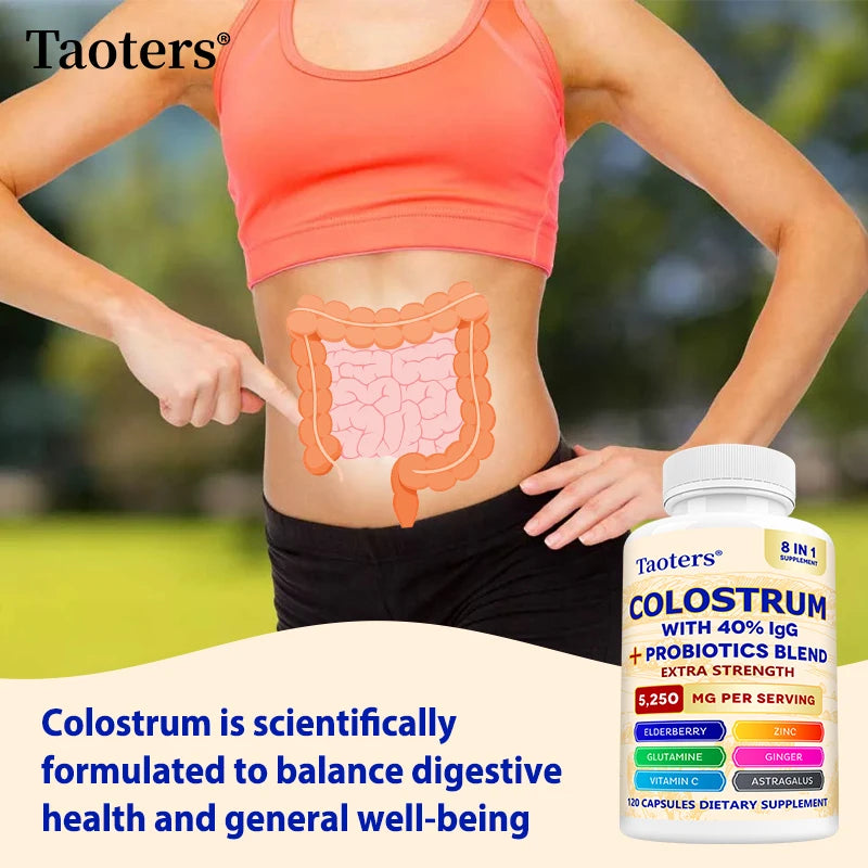 Colostrum Supplement, Contains 40% IgG + Probiotic Mixture, Support Gut, Muscle & Immune Health, Boost Immunity, for Men & Women