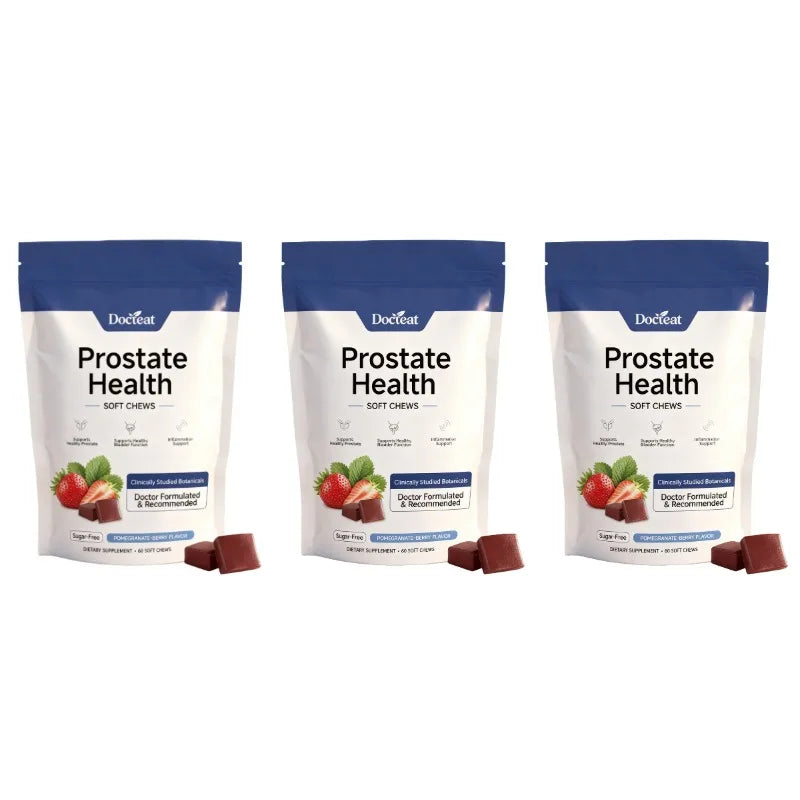 Men's Daily Prostate Health Supplement – Plant Sterols Beta-Sitosterol Zinc Vitamin C Selenium 60 Soft Chews Pomegranate-Berry