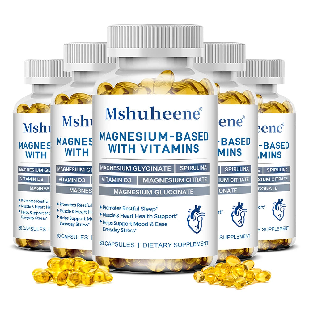 Magnesium 800mg Vitamin D3 Capsules, High Absorption, Supports Sleep, Muscle Recovery, Bone, Heart & Immune Health for Men Women