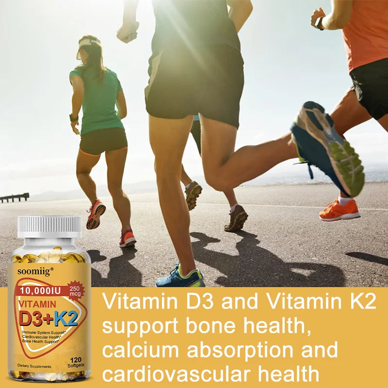 Vitamin D3 K2 Softgel Capsule Supplement Support Joint, Bone and Immune Health Strong Bones & Healthy for Men Women