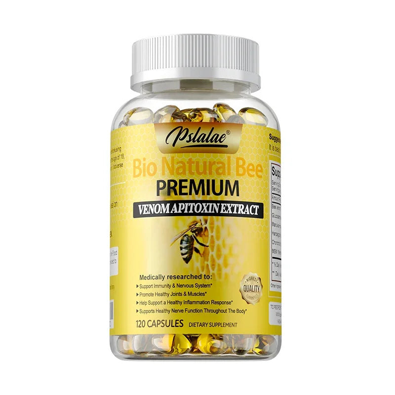 Natural Bee Venom Extract Capsules - Glucosamine Chondroitin Supplement Relieves Joint Pain and Stiffness, Promotes Bone Health