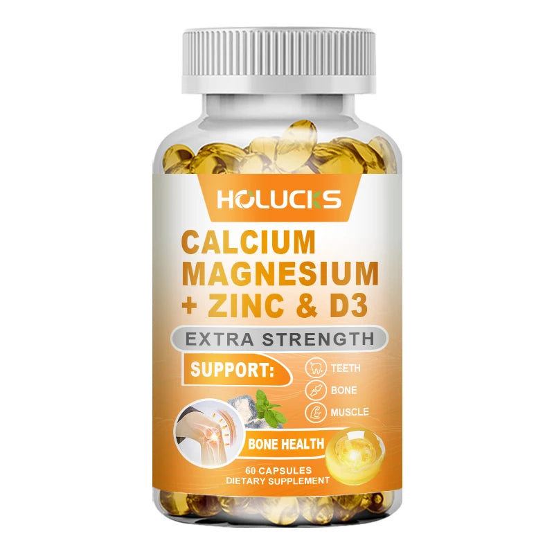 Calcium Magnesium Zinc Supplement, with Vitamin D3, Supports Strong Bones & Teeth, Muscle Health, Immunity & Enhanced Absorption