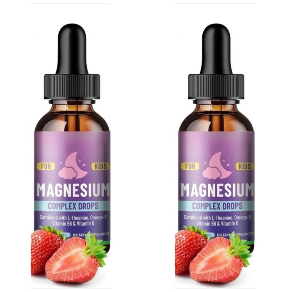 Kids Liquid Drops, Magnesium Glycinate with L-theanine Omega-3 Vitamin B6 D3 for Supports Bone Health and Relaxation 60 Ml