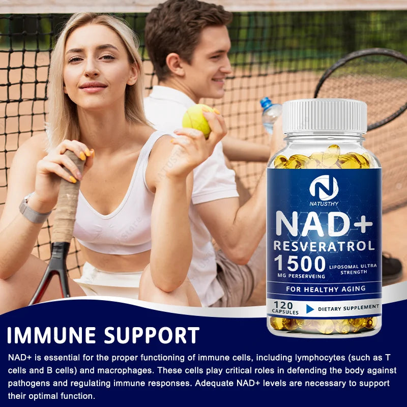 NAD Capsules Supplements - With Trans-Resveratrol, Natural Energy, Anti-aging & Cellular Health, Strengthens The Immune System