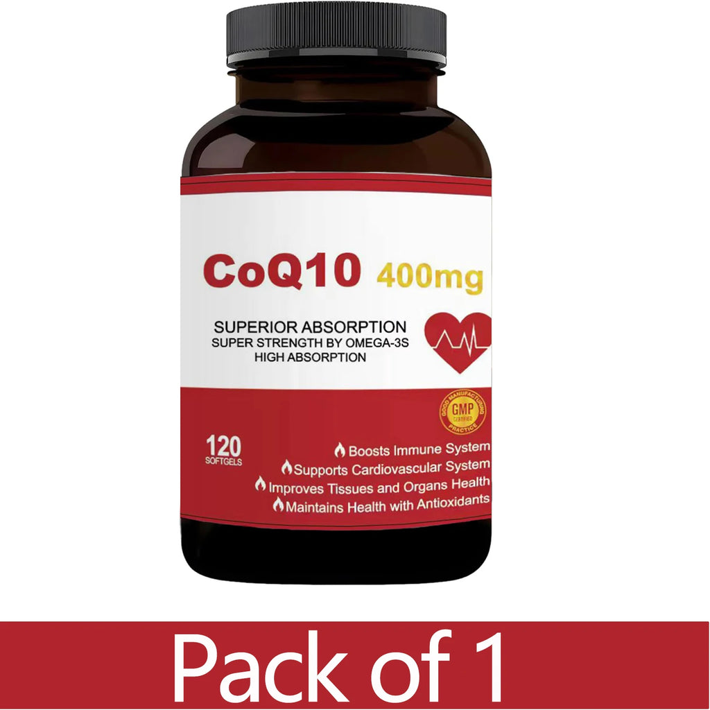 CoQ10 400mg with Omega-3, Antioxidant Supplement for Heart & Energy Health, Cellular Energy Support, Extra Strength Coenzyme Q10