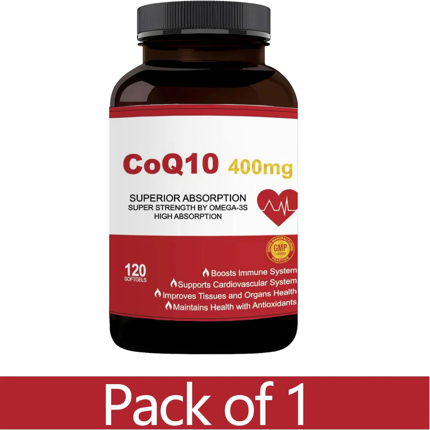 CoQ10 400mg with Omega-3, Antioxidant Supplement for Heart & Energy Health, Cellular Energy Support, Extra Strength Coenzyme Q10