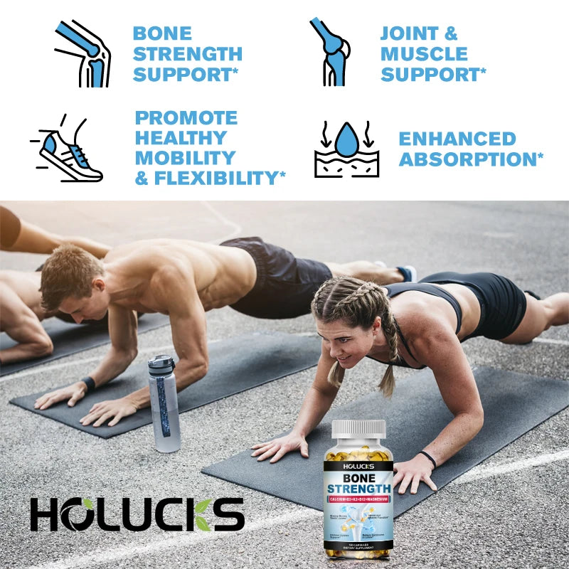 Bone Strength Complex with Calcium, D3, K2 & Magnesium, Supports Healthy Bones, Joint Mobility & Muscle Function for Adults