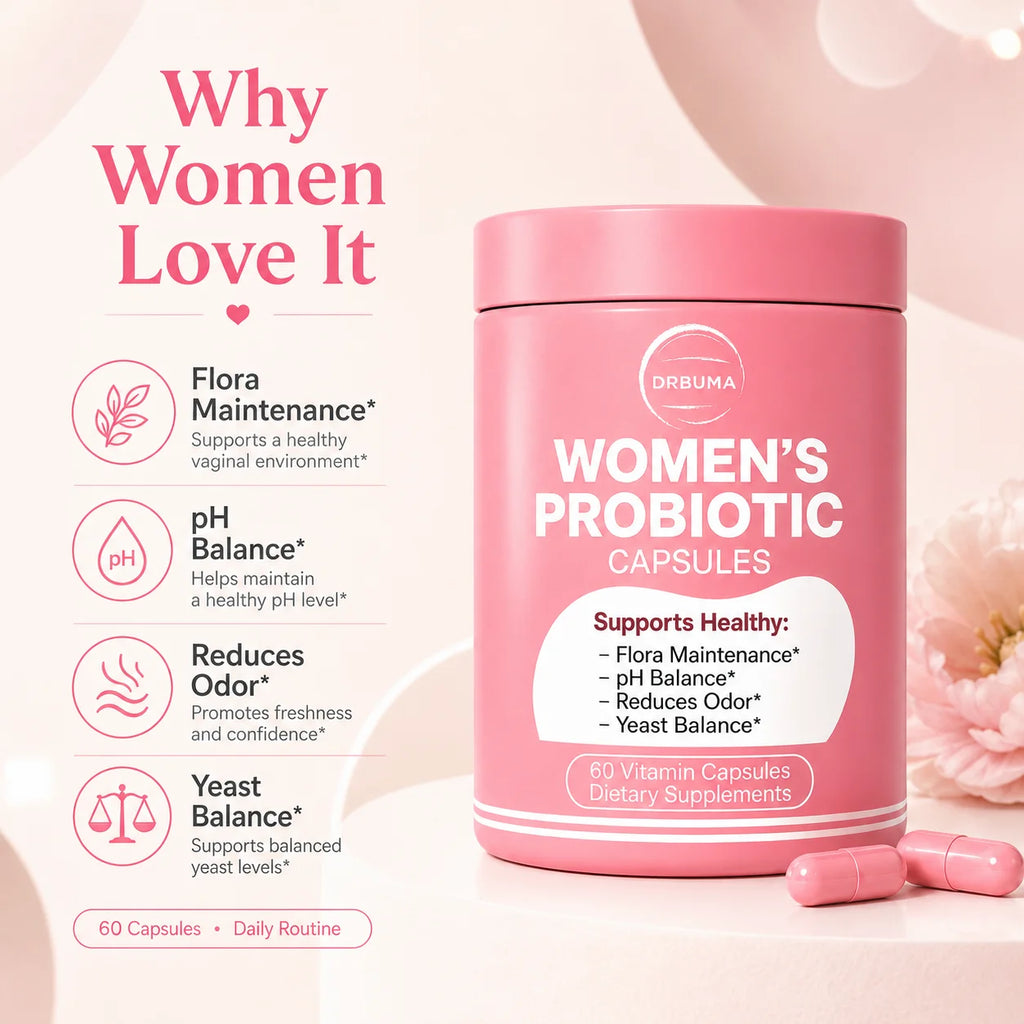60-Capsule Probiotic Supplement for Women, Ideal Daily Dietary Nutritional Supplement, Portable Pink Bottle, Daily Care Partner for Females, Easy to Carry for Home, Office and Travel Use, Nutritional Supplement for Women’s Vibrant Lifestyle