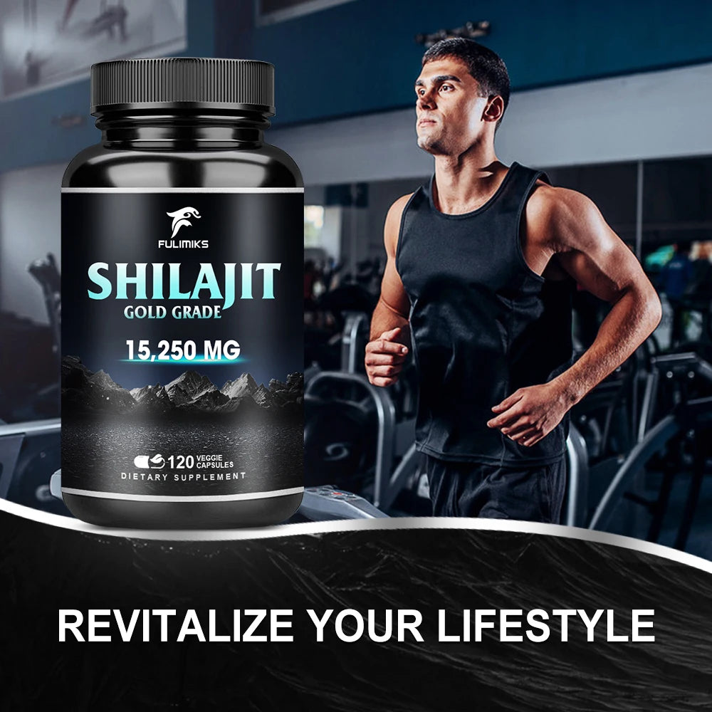 Pure Shilajit Supplement, Immune Support, Support Men and Women's Overall Health, Replenishes Body Minerals, 120 Capsules