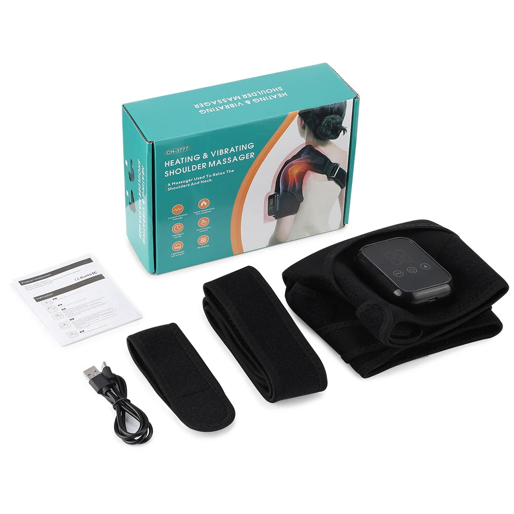 Electric Heating Shoulder Brace Vibration Hot Compress Shoulder Massage Support Belt Strap For Joint Brace Care Muscle Relaxatio