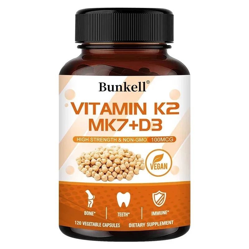 Vitamin K2 MK7 and Vitamin D3 Supplement Capsules, Support Bone Immunity, and Heart Health, Promote Calcium Absorption
