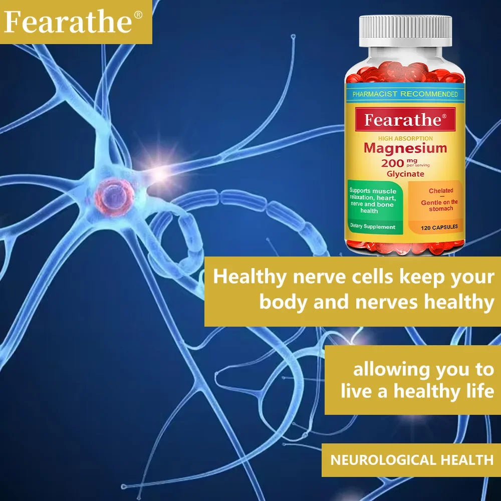 200 Mg Magnesium Glycinate Capsules To Improve Sleep Quality, Support Joint and Bone Marrow Health, and Boost The Immune System