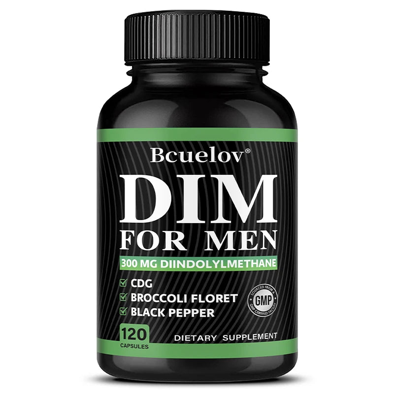 DIM Supplement 120 Capsules with Piperine - Hormone Balance Menopause Prostate Health Metabolism Support, Increase Muscle Mass