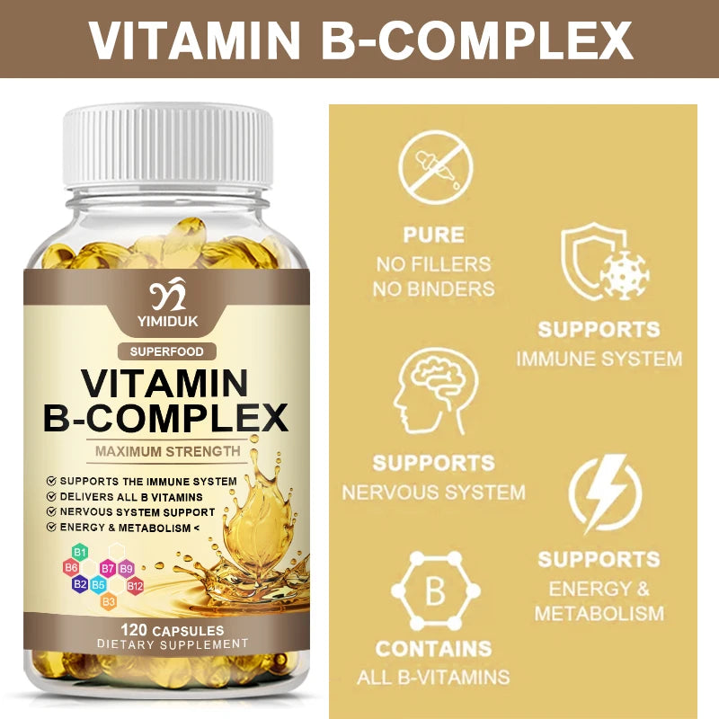 Vitamin B Complex Supplement, Supports Immune System, Nervous Health, Energy Production & Metabolic Balance for Men & Women