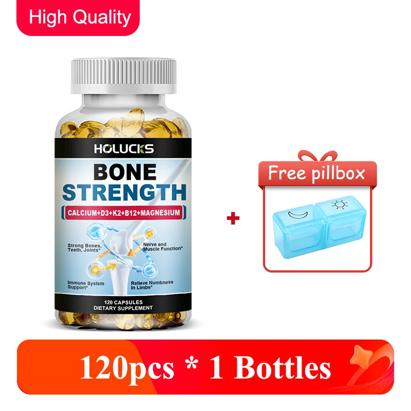 Bone Strength Complex with Calcium, D3, K2 & Magnesium, Supports Healthy Bones, Joint Mobility & Muscle Function for Adults
