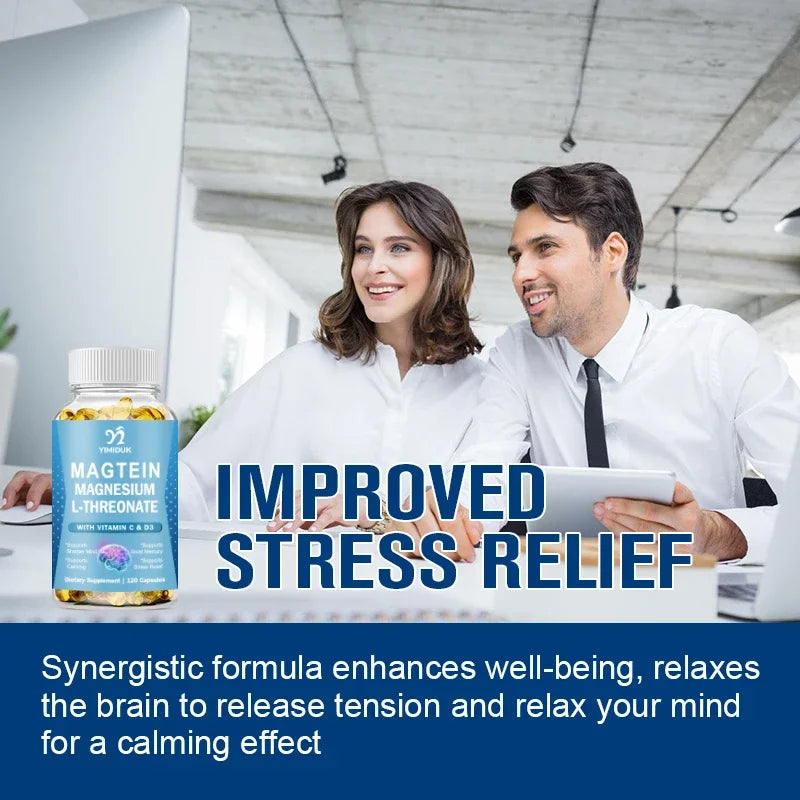Magnesium L-Threonate Capsules With Vitamin C, Support Focus, Calming Sleep & Brain Health Formula, Men & Women