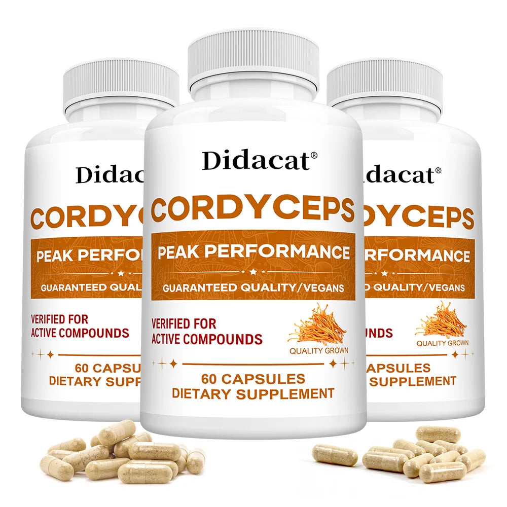 Cordyceps Mushroom Capsules 1000mg, Natural Wellness Supplement, Support Brain, Energy, Stamina, Immune & Cardiovascular Health