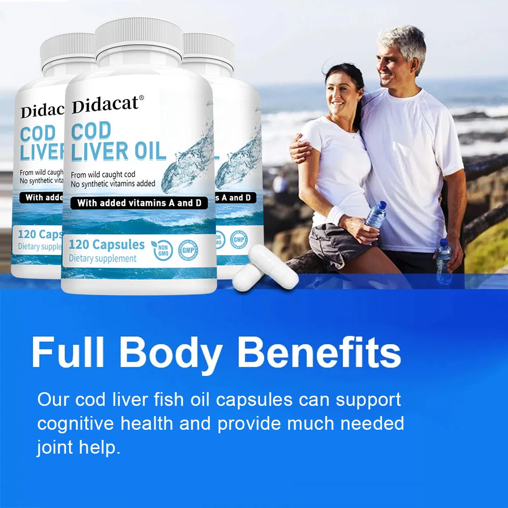 Cod Liver Oil Plus Vitamins A and D Dietary Supplement Softgels for Immune Health, Promoting Bone, Skin Health, Vision Support