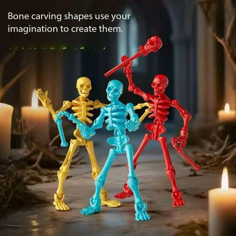3D Skeleton Model Assembly Toy Multi Joint Mobile Skull and Bone Puppet Decoration Action Figures Anime Gifts Games Toys