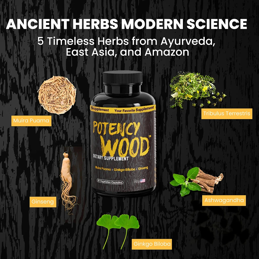 Ginseng Ashwagandha Gingko Tribulus, Herbal Supplements 60 Capsules, Adaptogen Energy Stamina lmmune Antioxidants Gut Health