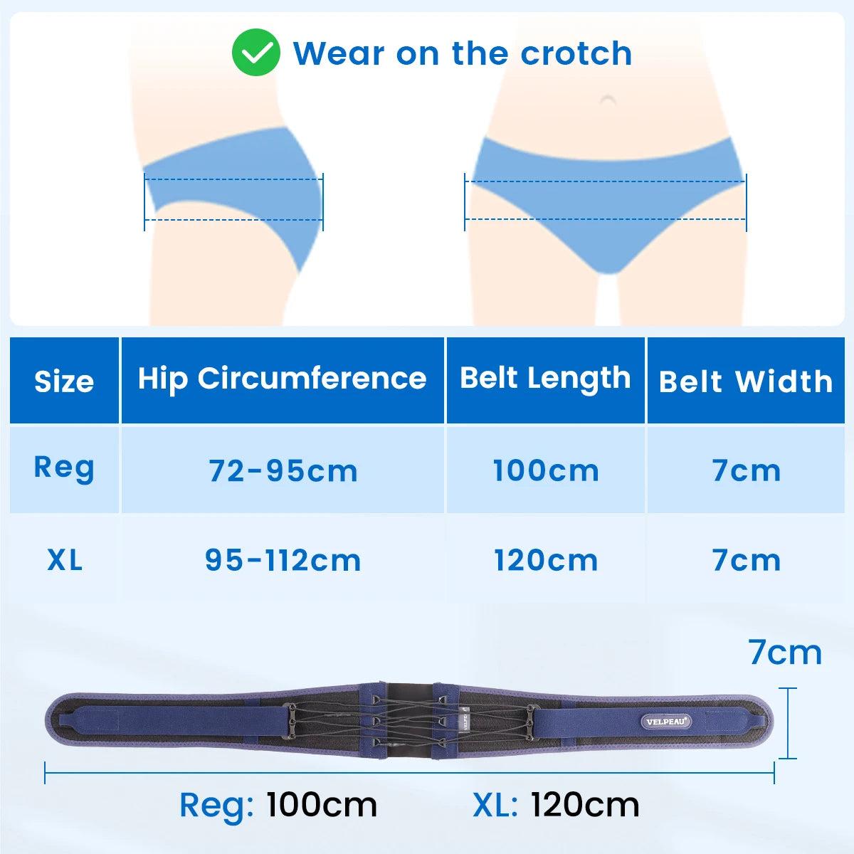 VELPEAU Sacroiliac Si Joint Hip Belt for Men Women, Adjustable Pelvis Support Belt for Sciatica, Lower Back and Lumbar Pain